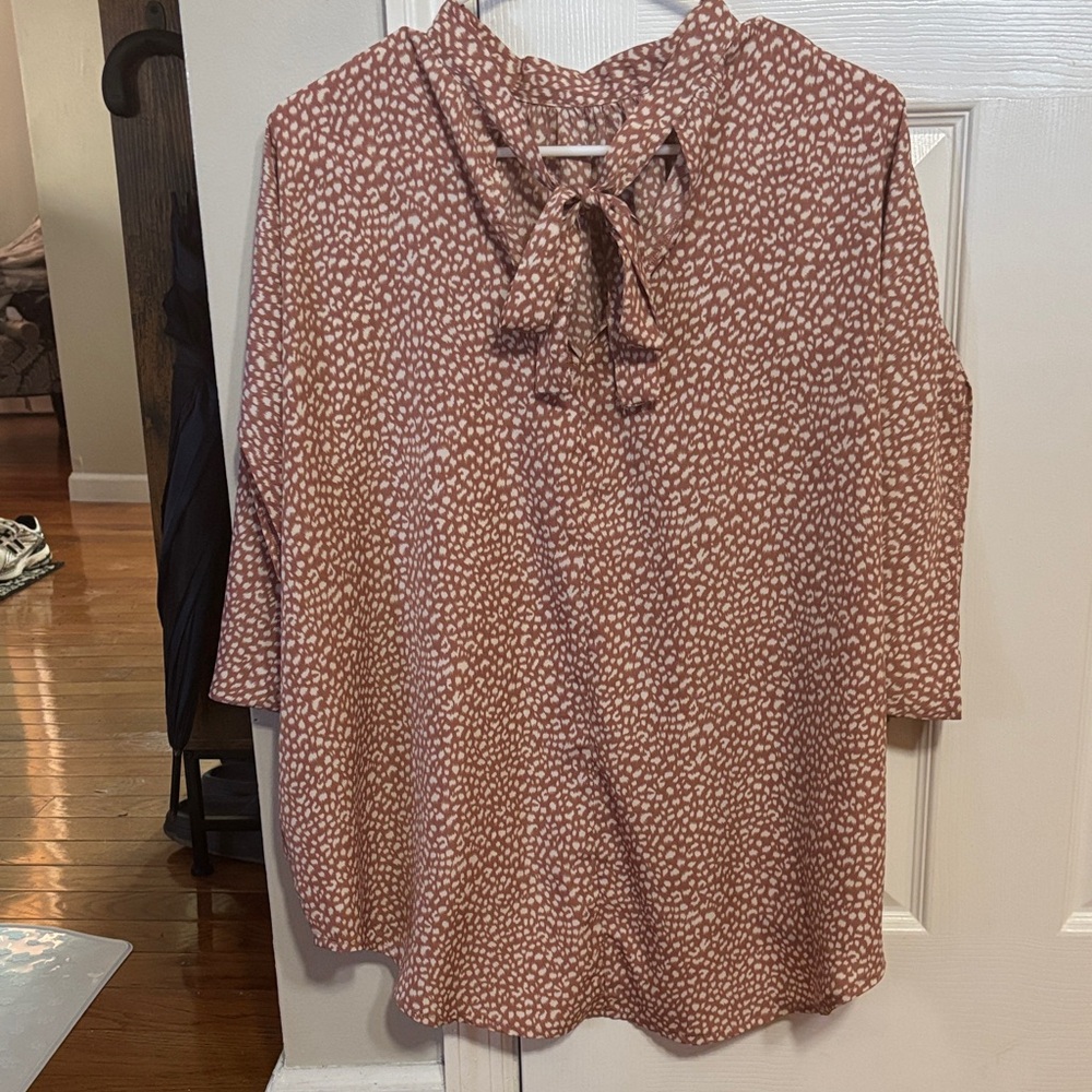 SHEIN Brown and White Blouse